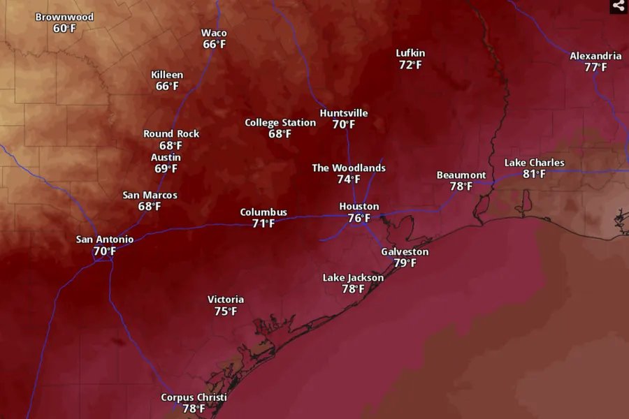 Cold front ends Houston's 90-degree streak, brings windy 70s weekend