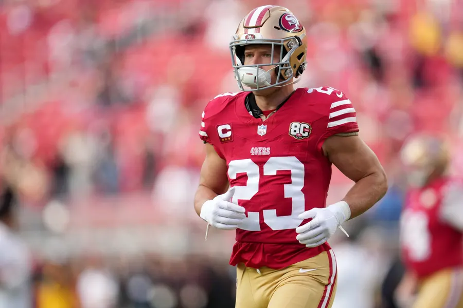 49ers running back Christian McCaffrey exits Week 7 win with thigh injury