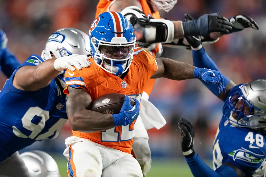 Broncos running back RJ Harvey ruled out vs. Chiefs with knee injury