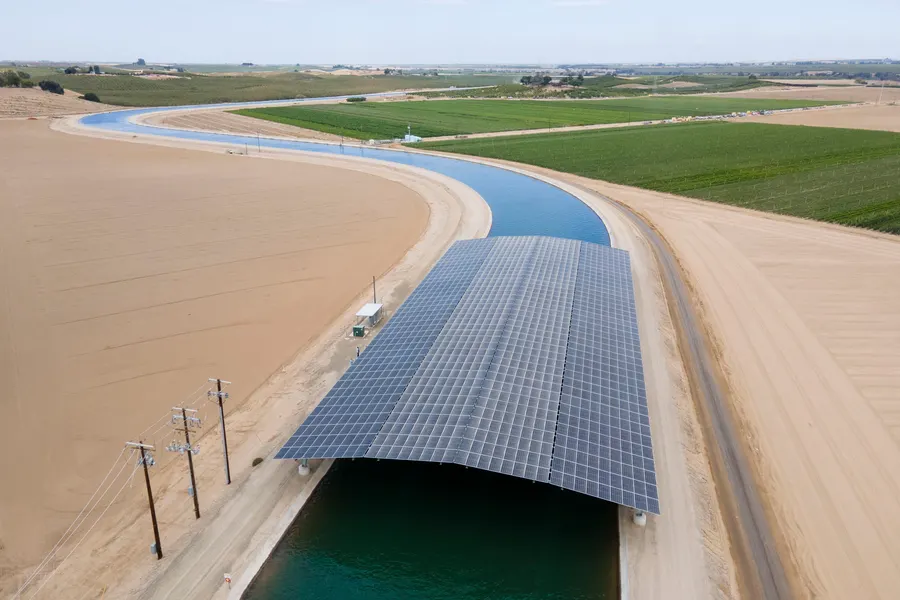 California solar panels over irrigation canals