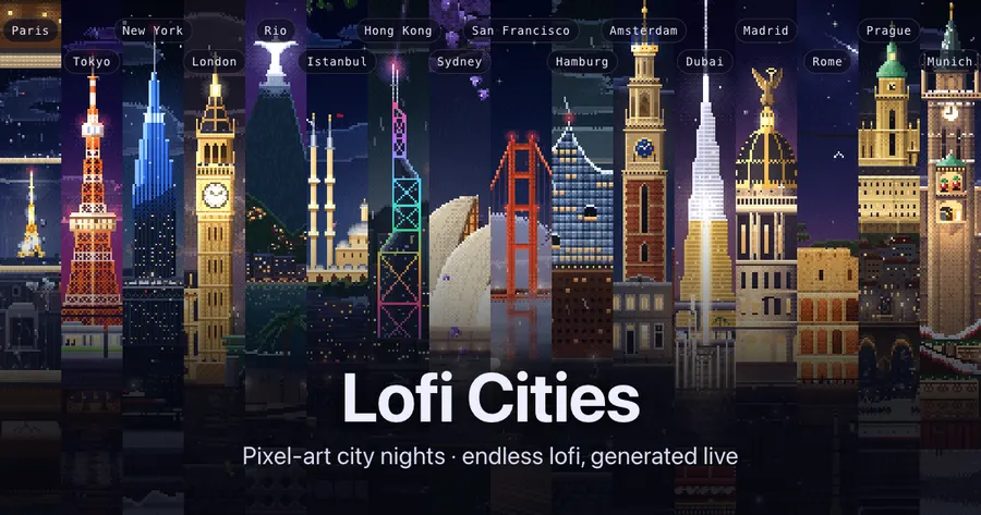 Lofi Cities: pixel-art city nights with lofi