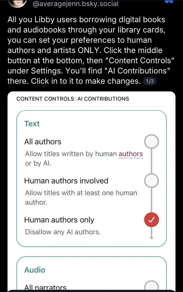 Libby app adds AI content settings