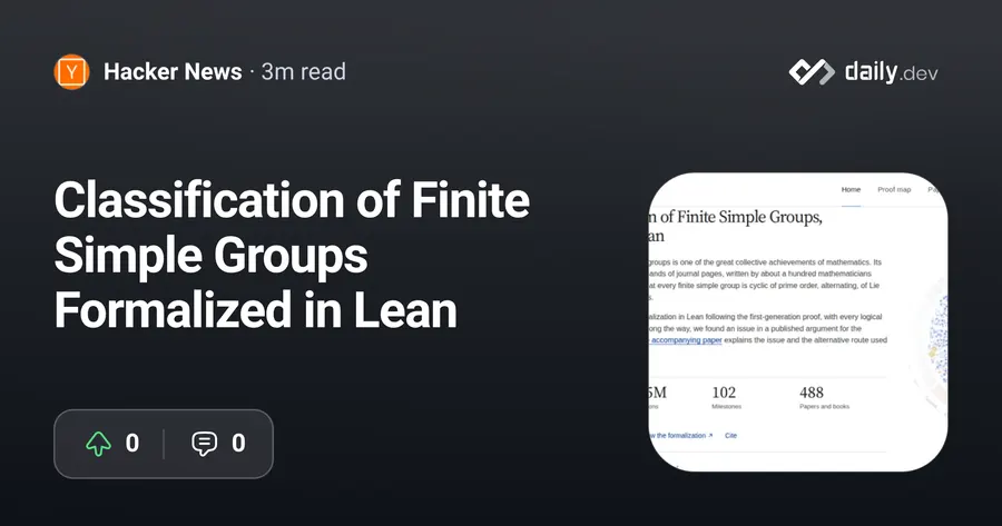 Finite Simple Groups formalized in Lean