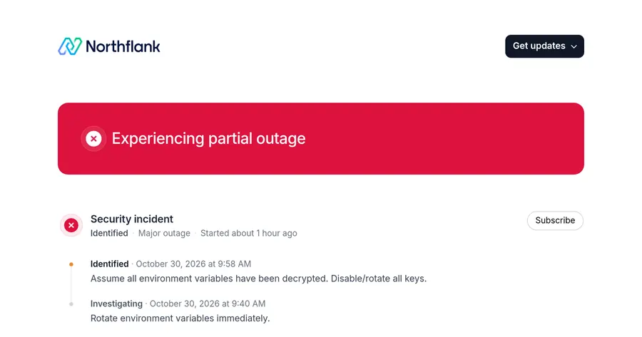 Northflank reports security incident, tells users to rotate all keys